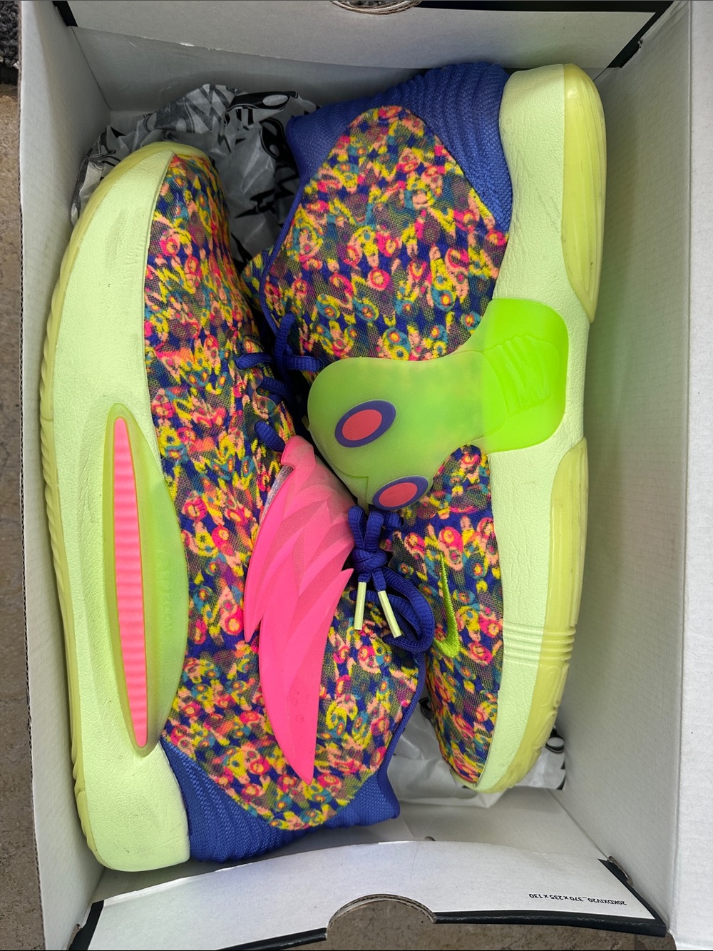 Nike Multicolor KD XIV Basketball Shoes with Neon Accents